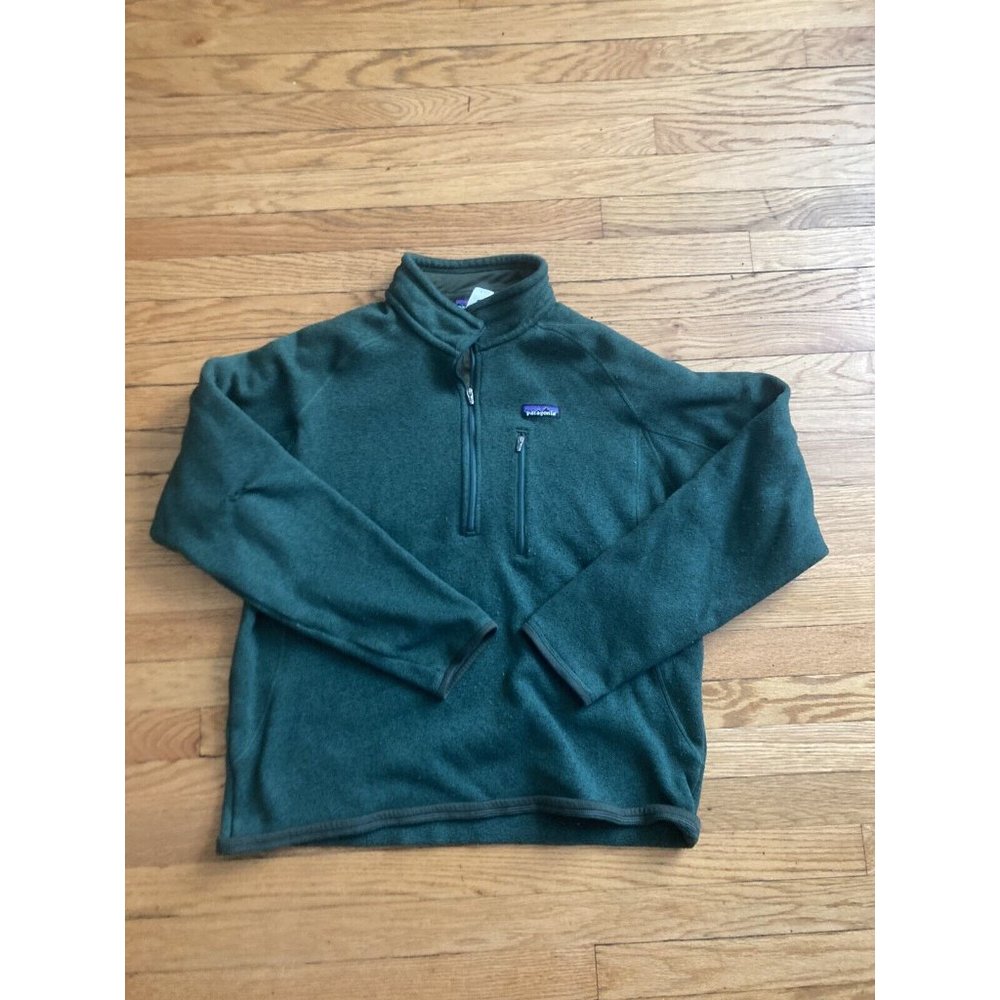 Patagonia Pullover L Green Better Sweater Quarter Zip Long Sleeve - Flawed